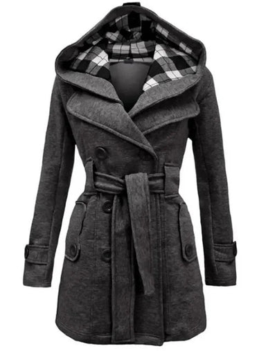 Dames Trenchcoat Met Capuchon En Ceintuur