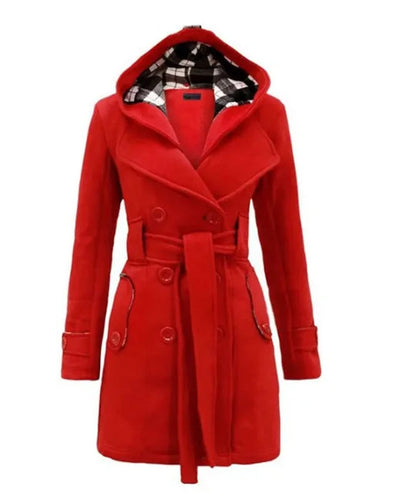Dames Trenchcoat Met Capuchon En Ceintuur