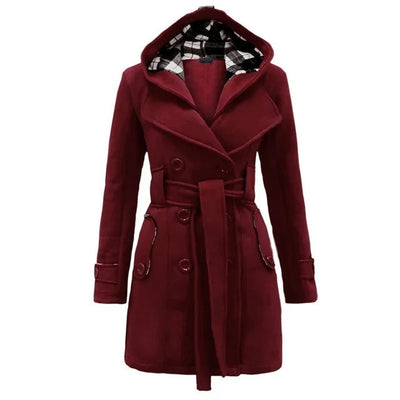 Dames Trenchcoat Met Capuchon En Ceintuur