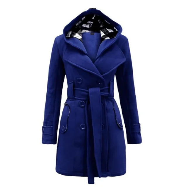 Dames Trenchcoat Met Capuchon En Ceintuur