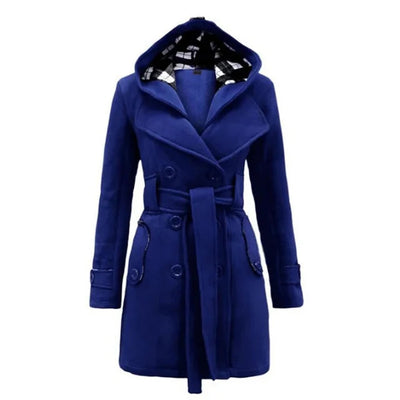 Dames Trenchcoat Met Capuchon En Ceintuur