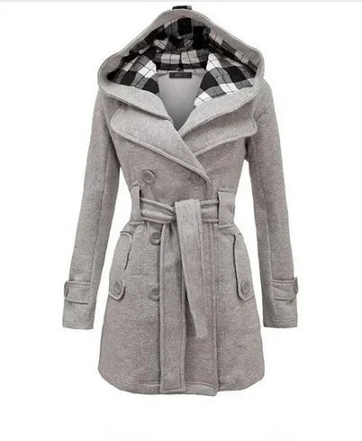 Dames Trenchcoat Met Capuchon En Ceintuur