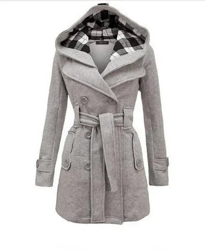 Dames Trenchcoat Met Capuchon En Ceintuur