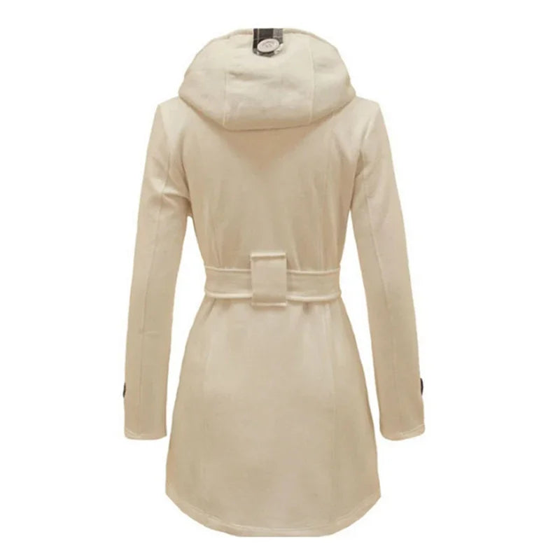 Dames Trenchcoat Met Capuchon En Ceintuur