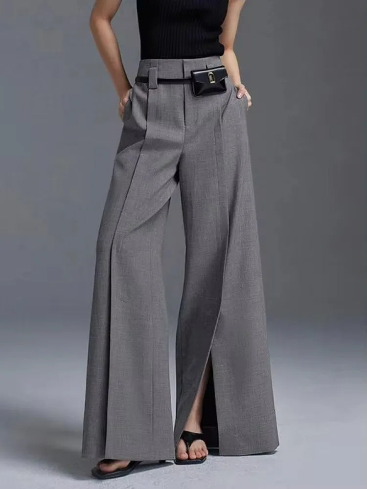 Dames Wijde Broek Met Hoge Taille En Split Voorzijde