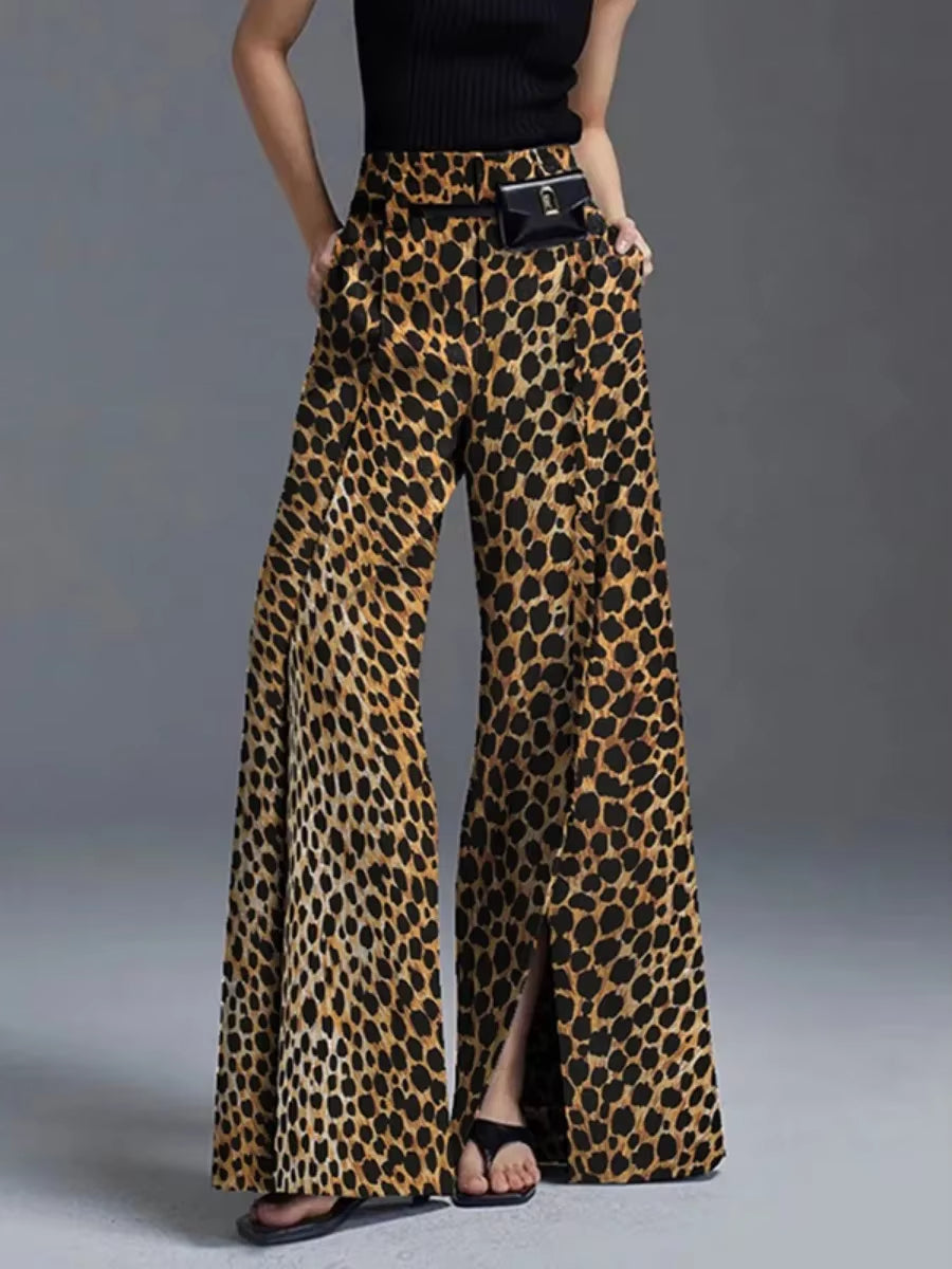 Dames Wijde Broek Met Hoge Taille En Split Voorzijde