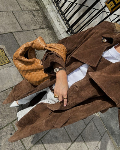 Dames Stijlvolle Lange Trenchcoat Met Reverskraag En Knoopsluiting