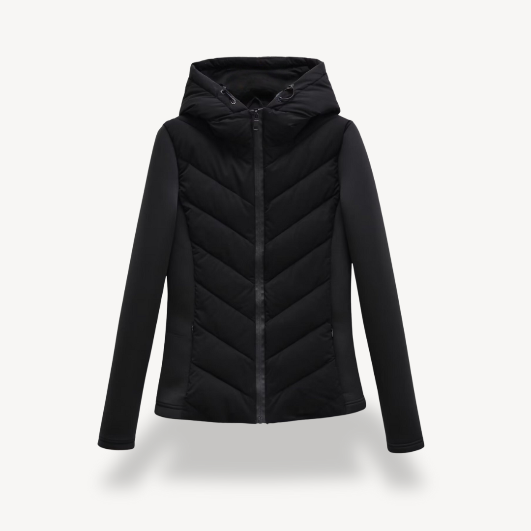 Dames Chevron Gewatteerde Jas Met Capuchon