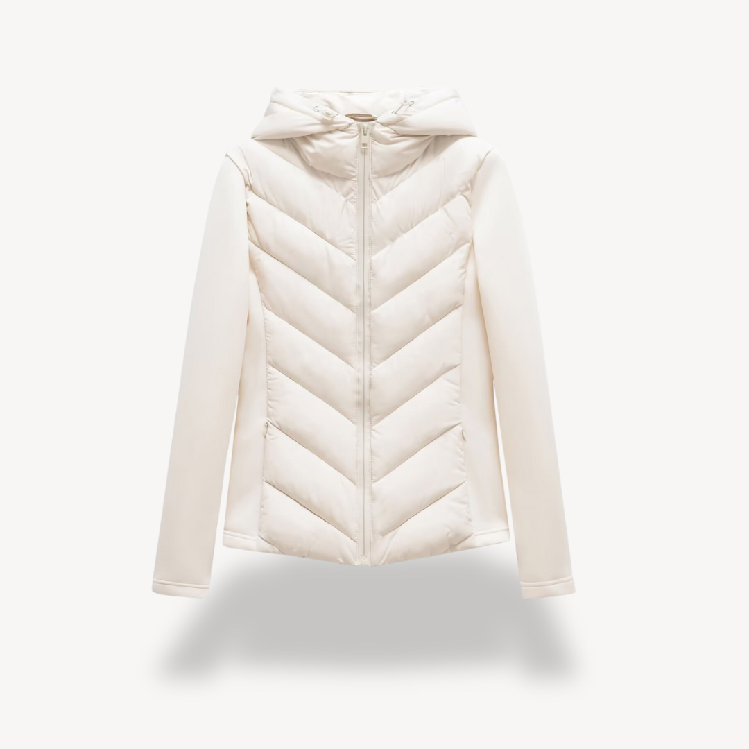 Dames Chevron Gewatteerde Jas Met Capuchon