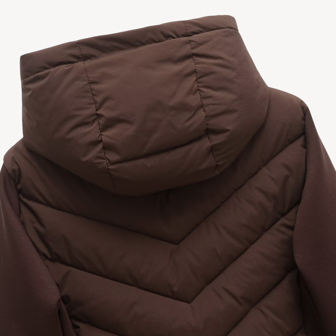 Dames Chevron Gewatteerde Jas Met Capuchon