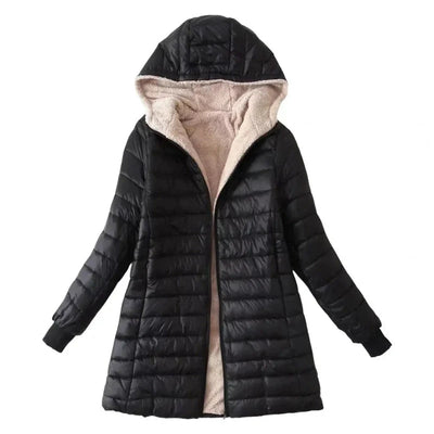 Dames Gevoerde Winterjas Met Capuchon En Fleece Voering