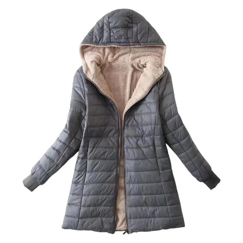 Dames Gevoerde Winterjas Met Capuchon En Fleece Voering