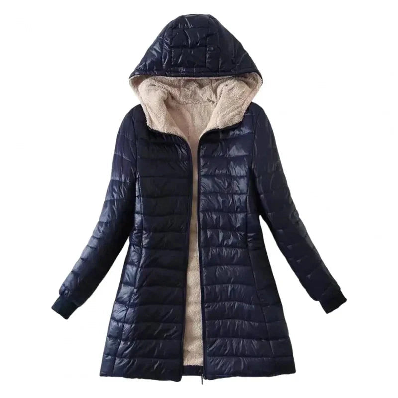Dames Gevoerde Winterjas Met Capuchon En Fleece Voering