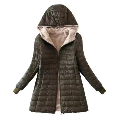 Dames Gevoerde Winterjas Met Capuchon En Fleece Voering