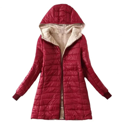 Dames Gevoerde Winterjas Met Capuchon En Fleece Voering