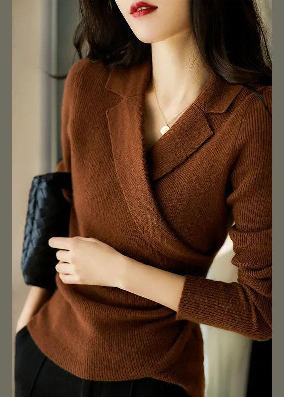 Dames Gebreide Slim Fit Trui Met Asymmetrische Halslijn En Lange Mouwen