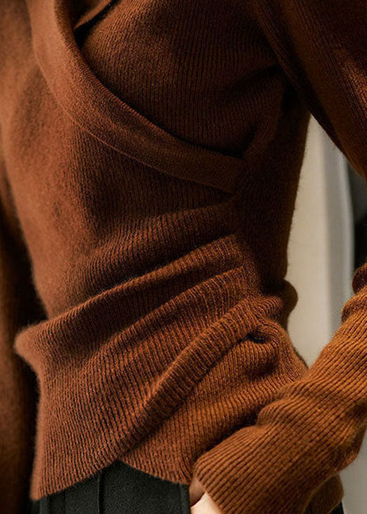 Dames Gebreide Slim Fit Trui Met Asymmetrische Halslijn En Lange Mouwen