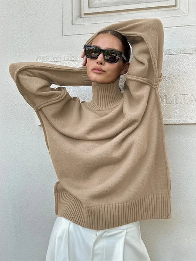 Dames Luxe Gebreide Coltrui Met Lange Mouwen