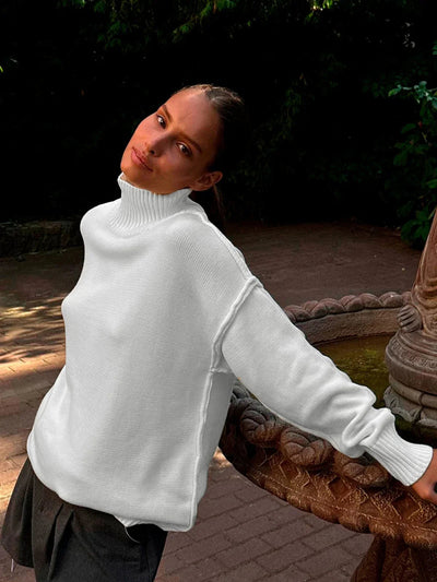 Dames Luxe Gebreide Coltrui Met Lange Mouwen
