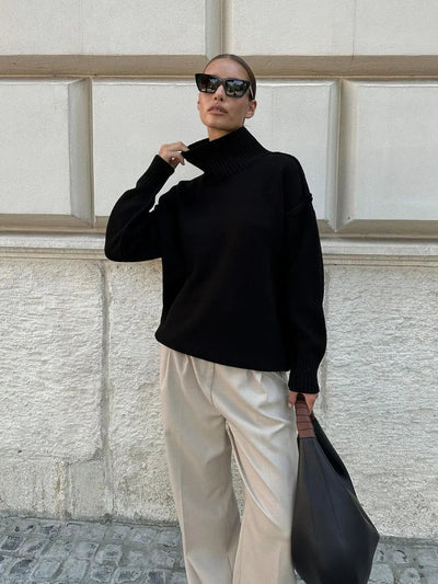 Dames Luxe Gebreide Coltrui Met Lange Mouwen