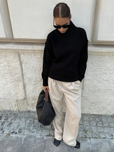 Dames Luxe Gebreide Coltrui Met Lange Mouwen