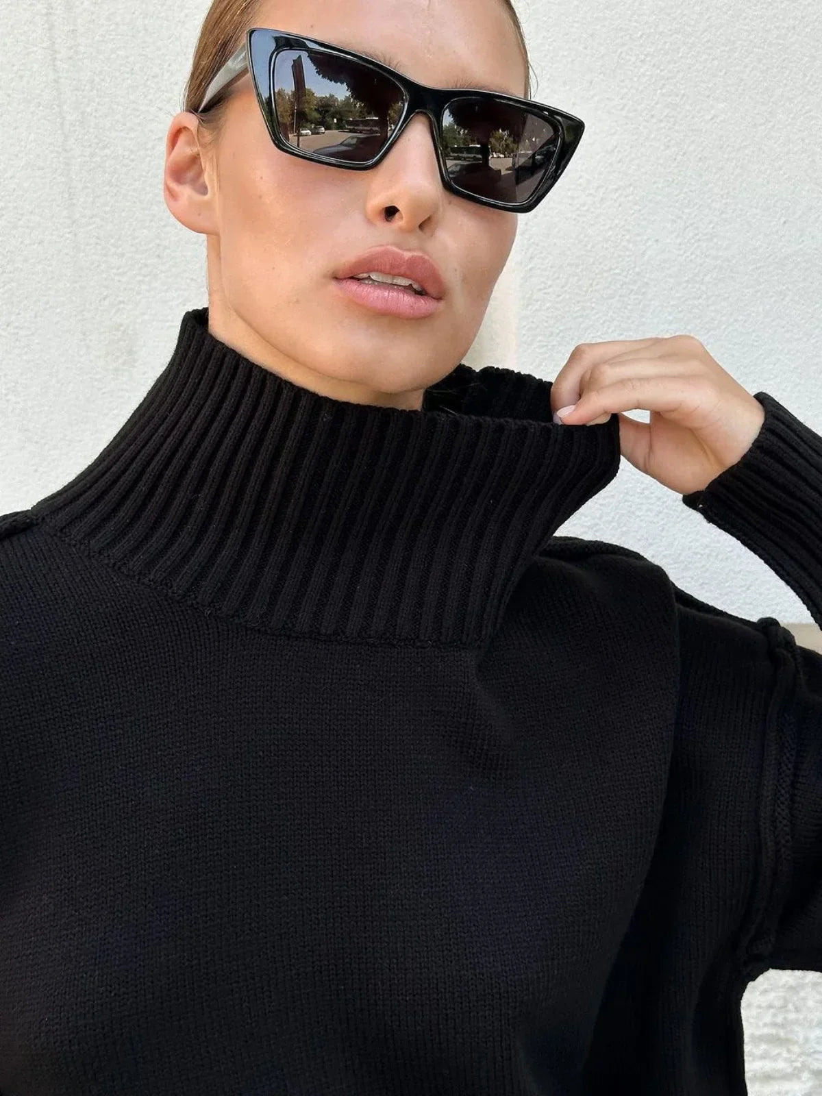 Dames Luxe Gebreide Coltrui Met Lange Mouwen