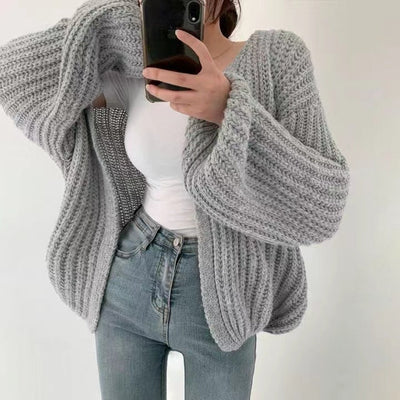 Dames Oversized Cardigan Gebreid Met Lange Mouwen