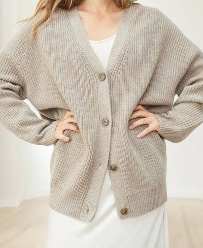 Dames Elegante Gebreide Cardigan Met V-Hals En Knopen