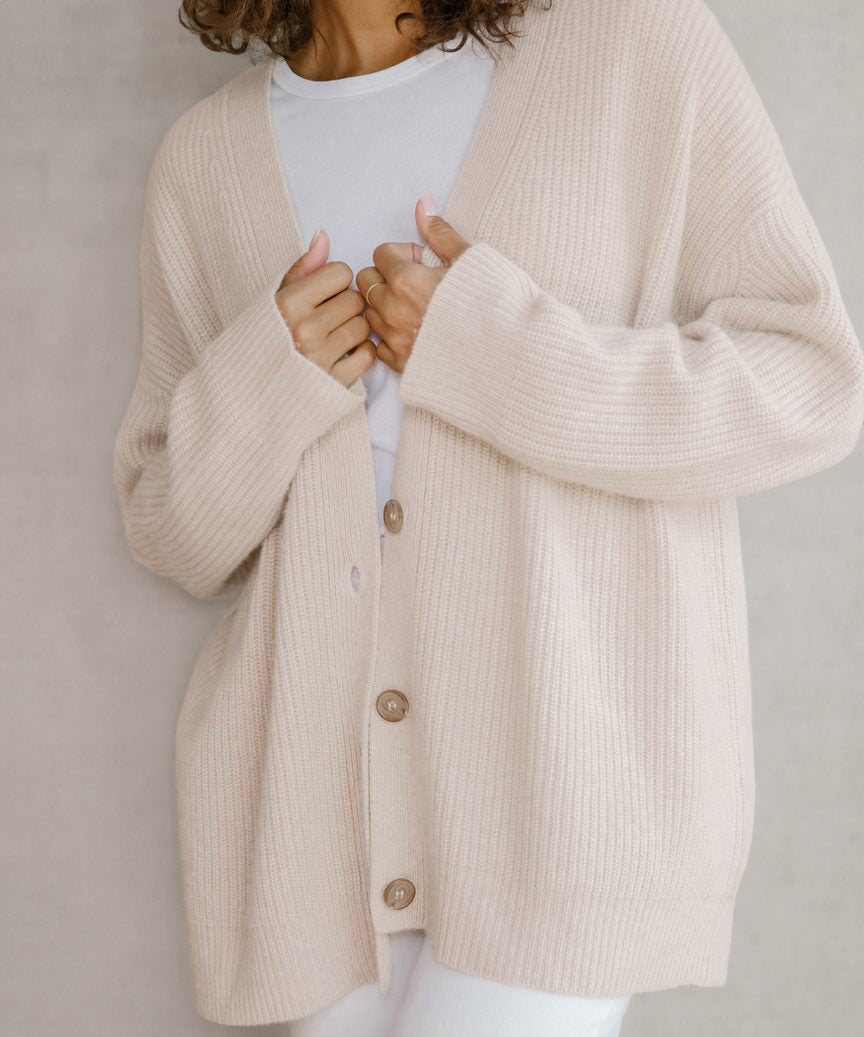 Dames Elegante Gebreide Cardigan Met V-Hals En Knopen