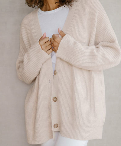 Dames Elegante Gebreide Cardigan Met V-Hals En Knopen
