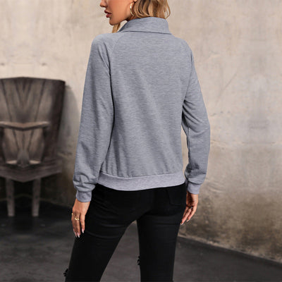Dames Sweater Met Modieuze Kraag En Knoopdetail En Lange Mouwen