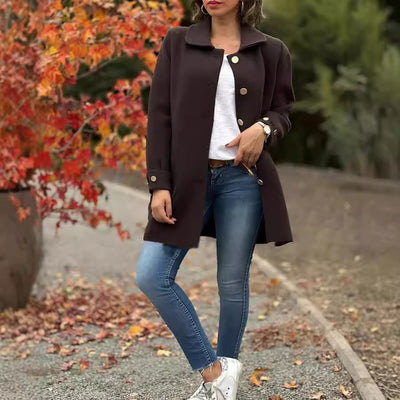 Dames Oversized Jas Met Grote Zakken En Knoopdetails
