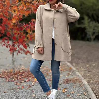 Dames Oversized Jas Met Grote Zakken En Knoopdetails