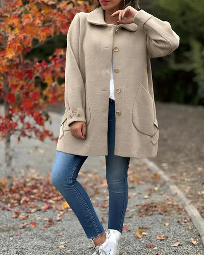 Dames Oversized Jas Met Grote Zakken En Knoopdetails