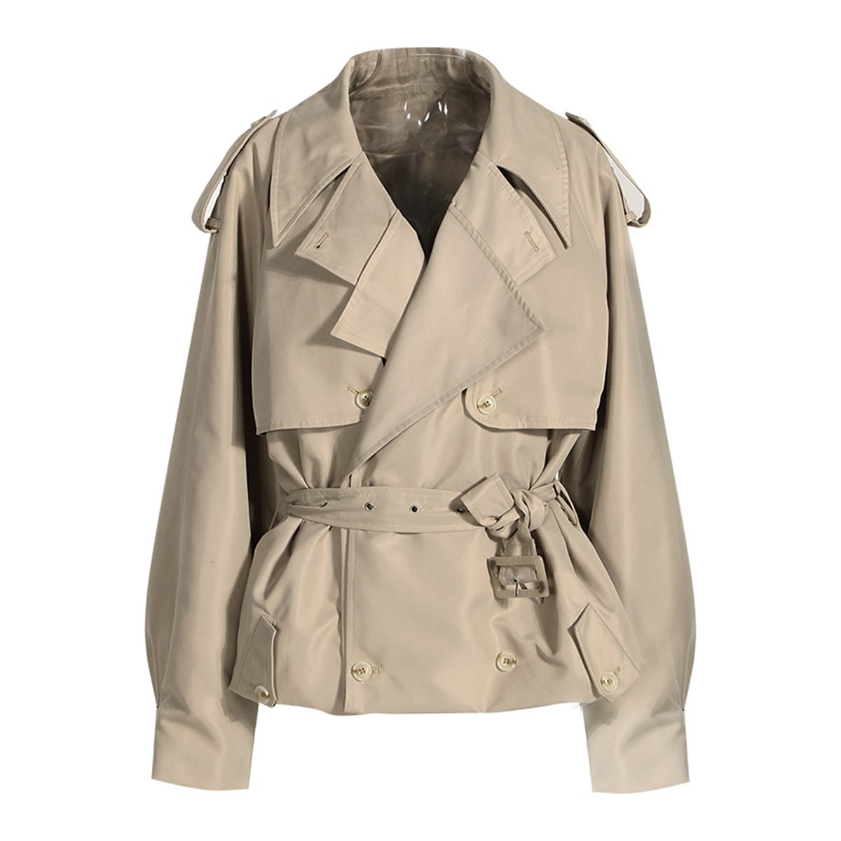 Dames Moderne Cropped Trenchcoat Met Lange Mouwen