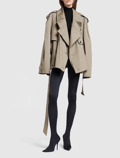 Dames Moderne Cropped Trenchcoat Met Lange Mouwen