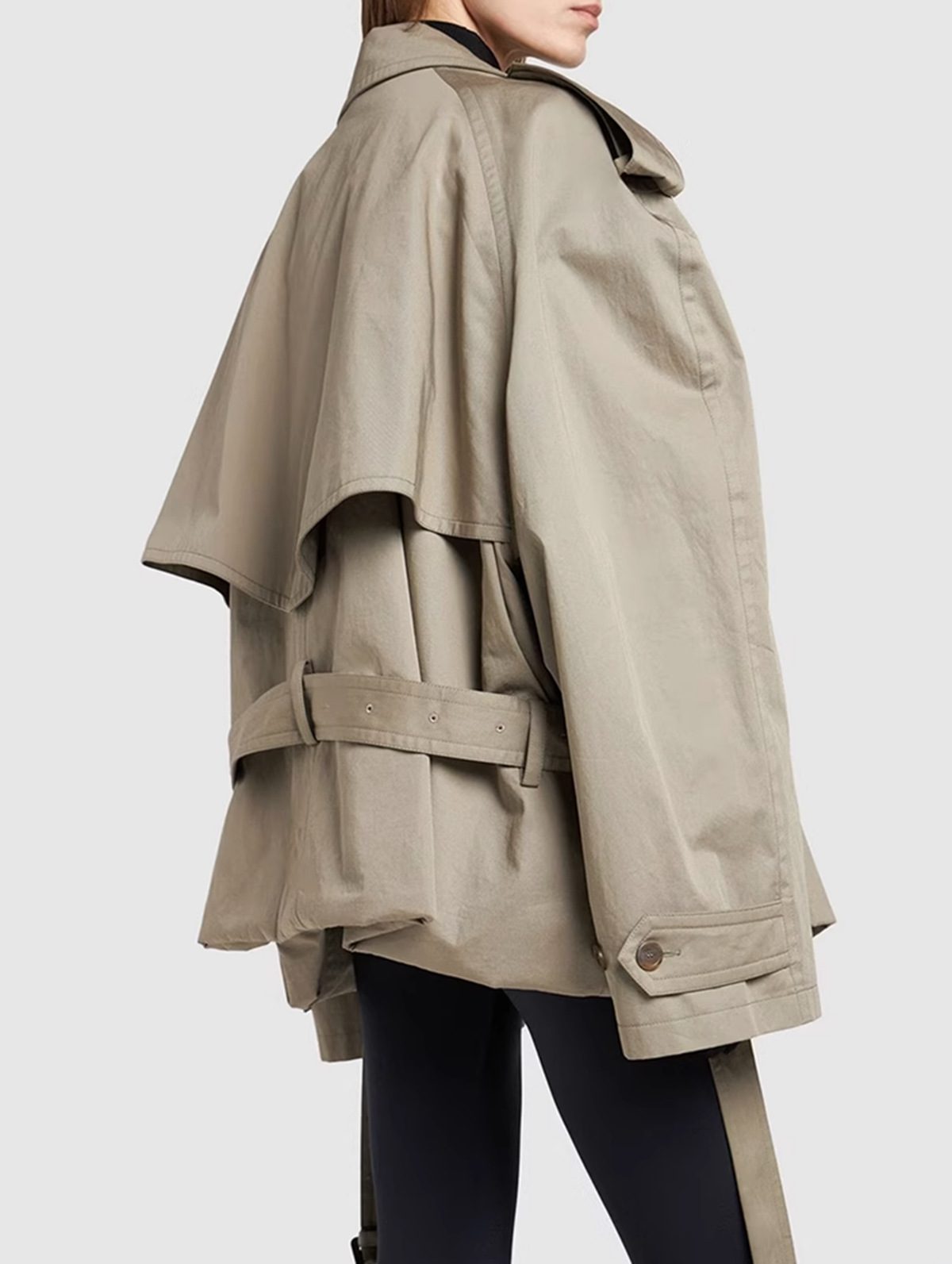 Dames Moderne Cropped Trenchcoat Met Lange Mouwen
