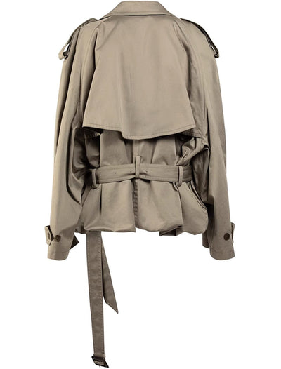 Dames Moderne Cropped Trenchcoat Met Lange Mouwen