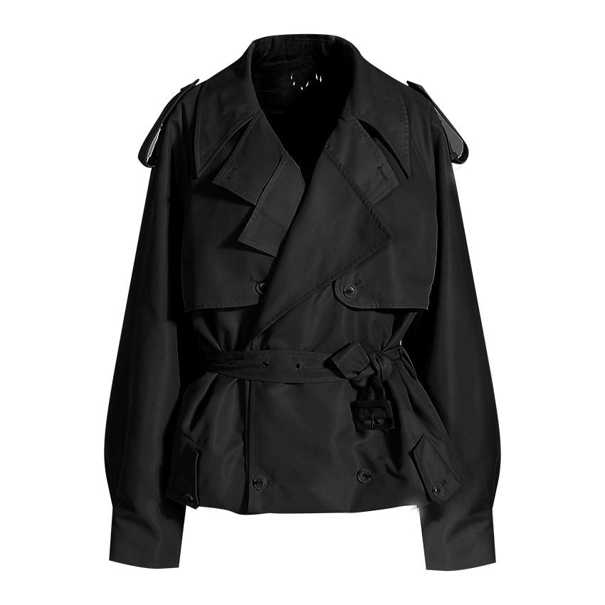 Dames Moderne Cropped Trenchcoat Met Lange Mouwen