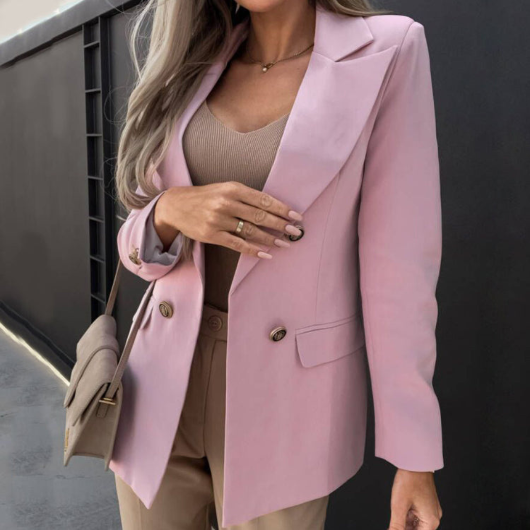 Dames Blazer Met Dubbele Rij Knopensluiting En Lange Mouwen