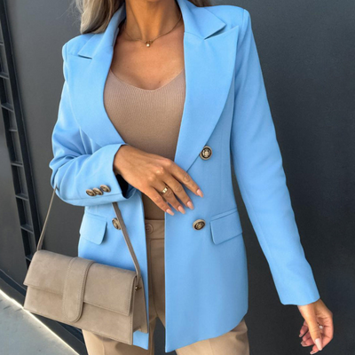 Dames Blazer Met Dubbele Rij Knopensluiting En Lange Mouwen