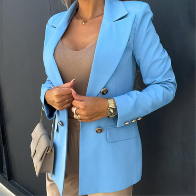 Dames Blazer Met Dubbele Rij Knopensluiting En Lange Mouwen