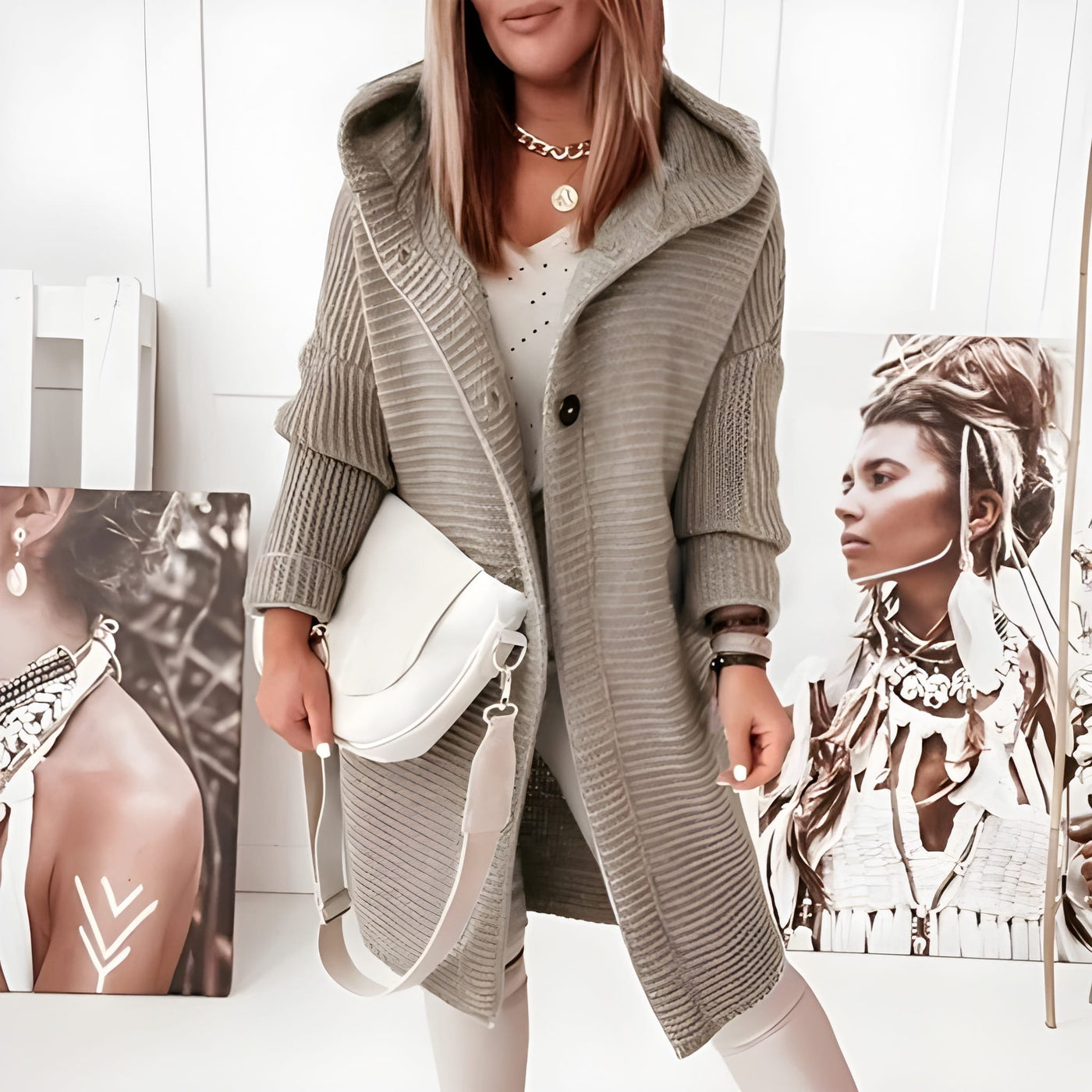 Dames Cardigan met Knopen en Lange Mouwen