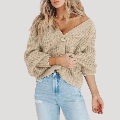 Dames Gebreide Cardigan met Oversized Mouwen
