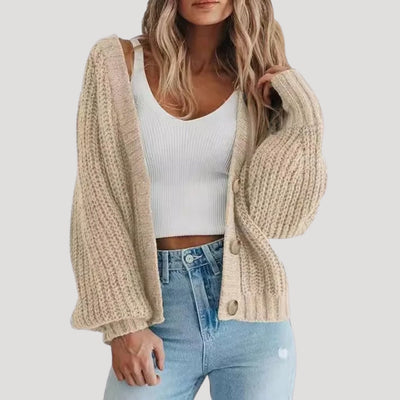 Dames Gebreide Cardigan met Oversized Mouwen