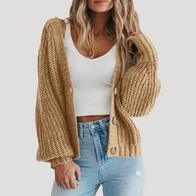 Dames Gebreide Cardigan met Oversized Mouwen
