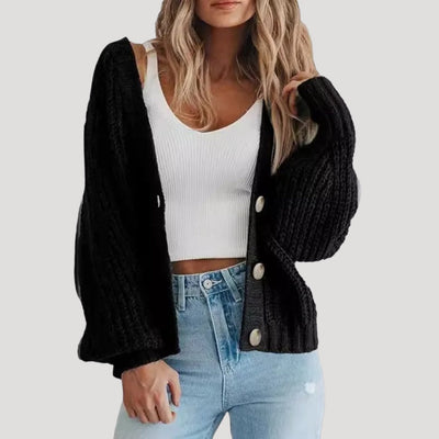 Dames Gebreide Cardigan met Oversized Mouwen