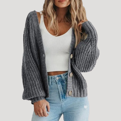 Dames Gebreide Cardigan met Oversized Mouwen