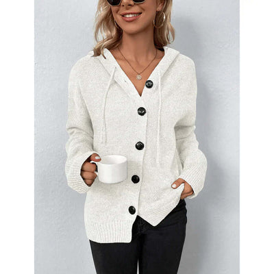 Dames Gebreide Vest Met Capuchon En Lange Mouwen