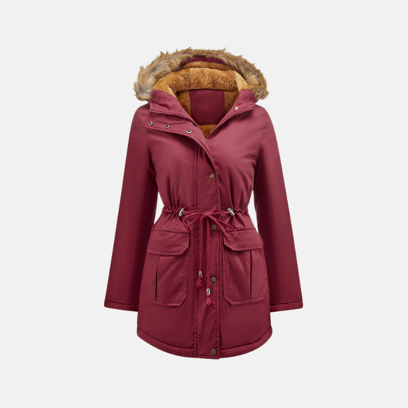 Dames Parka Winterjas Met Fleecevoering En Imitatiebont Capuchon